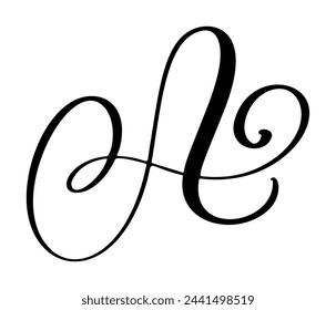 Vector calligraphy hand drawn letter A. Script font icon. Handwritten brush style