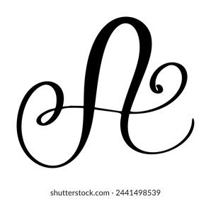Vector calligraphy hand drawn letter A logo. Script font. Handwritten brush style