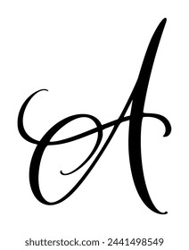 Vector calligraphy hand drawn letter A. Script font icon. Handwritten brush style