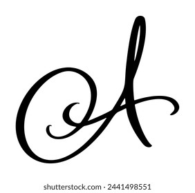 Vector caligrafía dibujado a mano letra A logo. Fuente de script. Estilo de pincel manuscrito