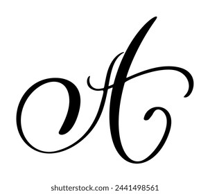 Vector caligrafía dibujado a mano letra A. Script fuente icono. Estilo de pincel manuscrito