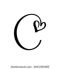 Vector caligrafía dibujado a mano letra C logo. Fuente de script. Estilo de pincel manuscrito