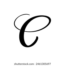 Vektorgrafik Kalligraphie Handgezeichneter Buchstabe C Logo. Schriftart für Skripte. Handgeschriebener Pinselstil