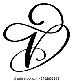 Vector de caligrafía dibujado a mano letra D. Script fuente logo icono. Estilo de pincel manuscrito