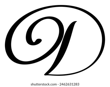 Vector calligraphy hand drawn letter D. Script font logo icon. Handwritten brush style