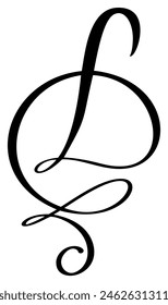 Vector calligraphy hand drawn letter D. Script font logo icon. Handwritten brush style