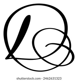 Vector calligraphy hand drawn letter D. Script font logo icon. Handwritten brush style