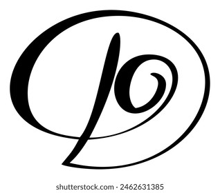Vector calligraphy hand drawn letter D logo. Script font. Handwritten brush style