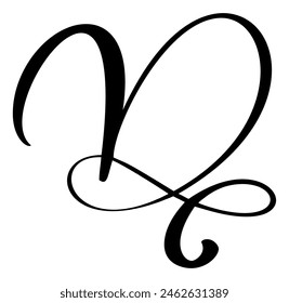 Vector calligraphy hand drawn letter D. Script font logo icon. Handwritten brush style
