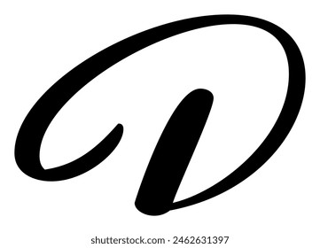 Vector calligraphy hand drawn letter D logo. Script font. Handwritten brush style