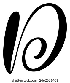 Vector calligraphy hand drawn letter D. Script font logo icon. Handwritten brush style