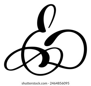 Vector calligraphy hand drawn letter E. Script font logo icon. Handwritten brush style