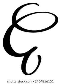 Vector calligraphy hand drawn letter E. Script font logo icon. Handwritten brush style