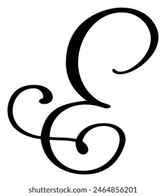 Vector calligraphy hand drawn letter E logo. Script font. Handwritten brush style