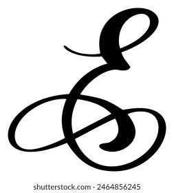 Vector calligraphy hand drawn letter E logo. Script font. Handwritten brush style