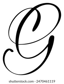 Vector calligraphy hand drawn letter G logo. Script font. Handwritten brush style