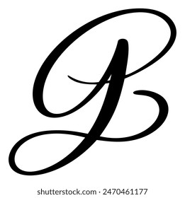 Vector calligraphy hand drawn letter G. Script font logo icon. Handwritten brush style