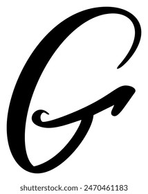 Vektorgrafik Kalligraphie Handgezeichneter Buchstabe G Logo. Schriftart für Skripte. Handgeschriebener Pinselstil