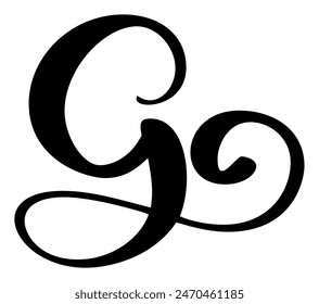 Vector calligraphy hand drawn letter G logo. Script font. Handwritten brush style