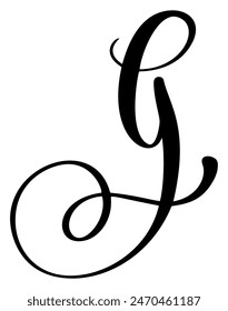 Vector caligrafía dibujado a mano letra G logo. Fuente de script. Estilo de pincel manuscrito