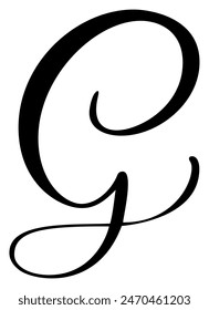 Vector calligraphy hand drawn letter G. Script font logo icon. Handwritten brush style