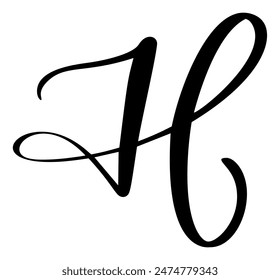 Vector caligrafía dibujado a mano letra H logo. Fuente de script. Estilo de pincel manuscrito