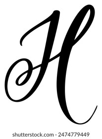 Vektorgrafik Kalligraphie Handgezeichneter Buchstabe H Logo Dropcap. Schriftart für Skripte. Handgeschriebener Pinselstil