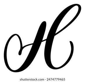 Vector de caligrafía dibujado a mano letra H. Script fuente logo icono. Estilo de pincel manuscrito