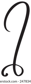 Vektorgrafik Kalligraphie Handgezeichneter Buchstabe I Drop Cap. Schriftartsymbol für Skriptschrift. Handgeschriebener Pinselstil