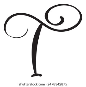 Vector caligrafía dibujado a mano letra I gorra de gota. Icono de logotipo de fuente de script. Estilo de pincel manuscrito
