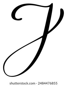 Vector de caligrafía dibujado a mano de la letra J icono logo. Fuente de script. Estilo de pincel manuscrito