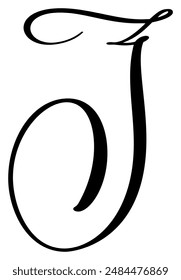Vector calligraphy hand drawn letter J icon logo. Script font. Handwritten brush style