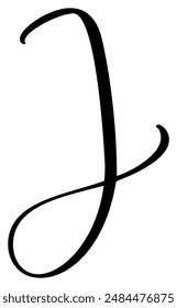 Vector caligrafía dibujado a mano letra J gorra de gota. Icono de logotipo de fuente de script. Estilo de pincel manuscrito