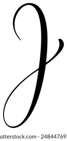 Vector calligraphy hand drawn letter J drop cap. Script font logo icon. Handwritten brush style