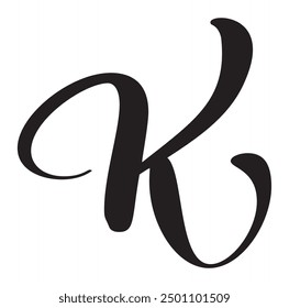 Vector calligraphy hand drawn letter K icon logo. Script font. Handwritten brush style