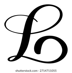 Vector de caligrafía dibujado a mano letra L logo. Fuente de script. Estilo de pincel escrito a mano