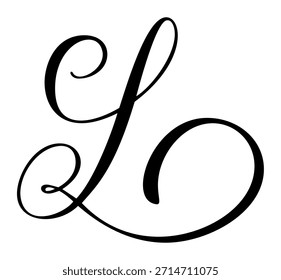 Vector de caligrafía dibujado a mano letra L logo. Fuente de script. Estilo de pincel escrito a mano