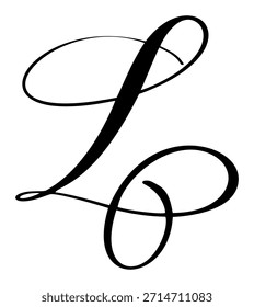 Vector de caligrafía dibujado a mano letra L logo. Fuente de script. Estilo de pincel escrito a mano