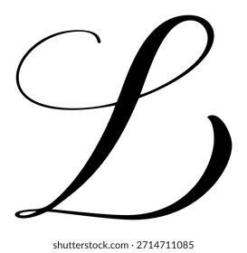 Handgezeichneter Buchstabe L Logo für Vektorkalligrafie. Skriptschriftart. Handgeschriebener Pinselstil