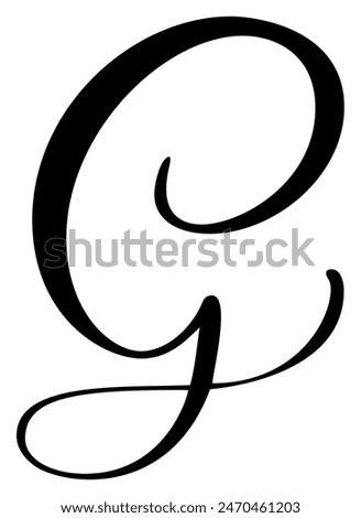 Vector calligraphy hand drawn letter G. Script font logo icon. Handwritten brush style