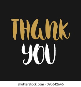 Vector calligraphy. Hand drawn lettering poster. Vintage typography card, Thank you text.
