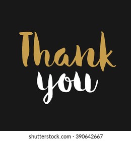 Vector calligraphy. Hand drawn lettering poster. Vintage typography card, Thank you text.