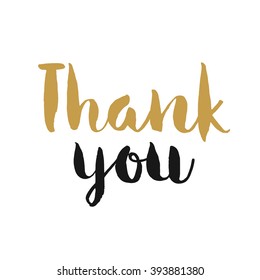 Vector calligraphy. Hand drawn lettering poster. Vintage typography card, Thank you text.