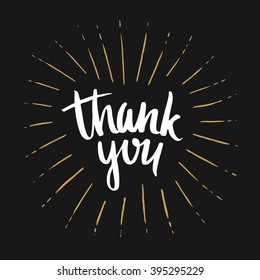 Vector calligraphy. Hand drawn lettering poster. Vintage typography card, Thank you text.