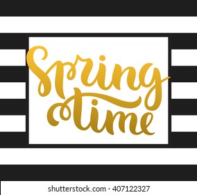 Vector calligraphy. Hand drawn lettering poster. Vintage typography card. Spring time.