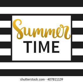 Vector calligraphy. Hand drawn lettering poster. Vintage typography card. Summer time.