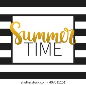 Vector calligraphy. Hand drawn lettering poster. Vintage typography card. Summer time.