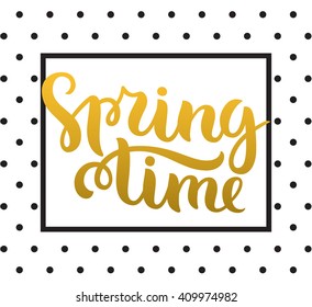 Vector calligraphy. Hand drawn lettering poster. Vintage typography card. Spring time.