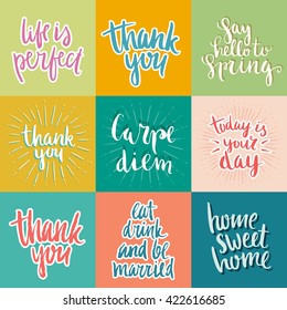 Vector calligraphy. Hand drawn lettering posters collection. Vintage typography card.
