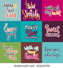 Vector calligraphy. Hand drawn lettering posters collection. Vintage typography card.